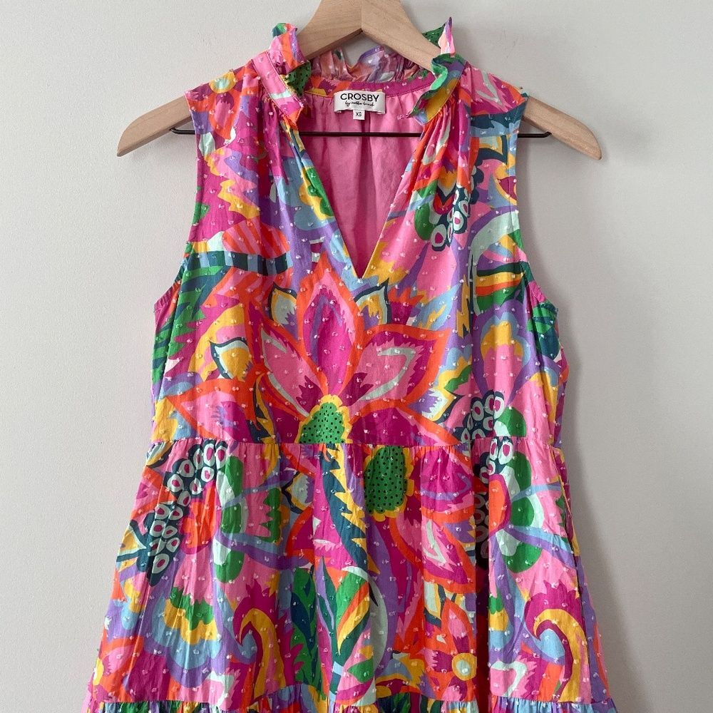 Tuckernuck Crosby by Mollie Burch Colorful Floral Wesley Midi Dress Heatwave XS - Picture 5 of 12